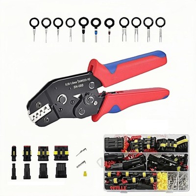 Waterproof Automotive Electrical Connector Kit with Crimper
