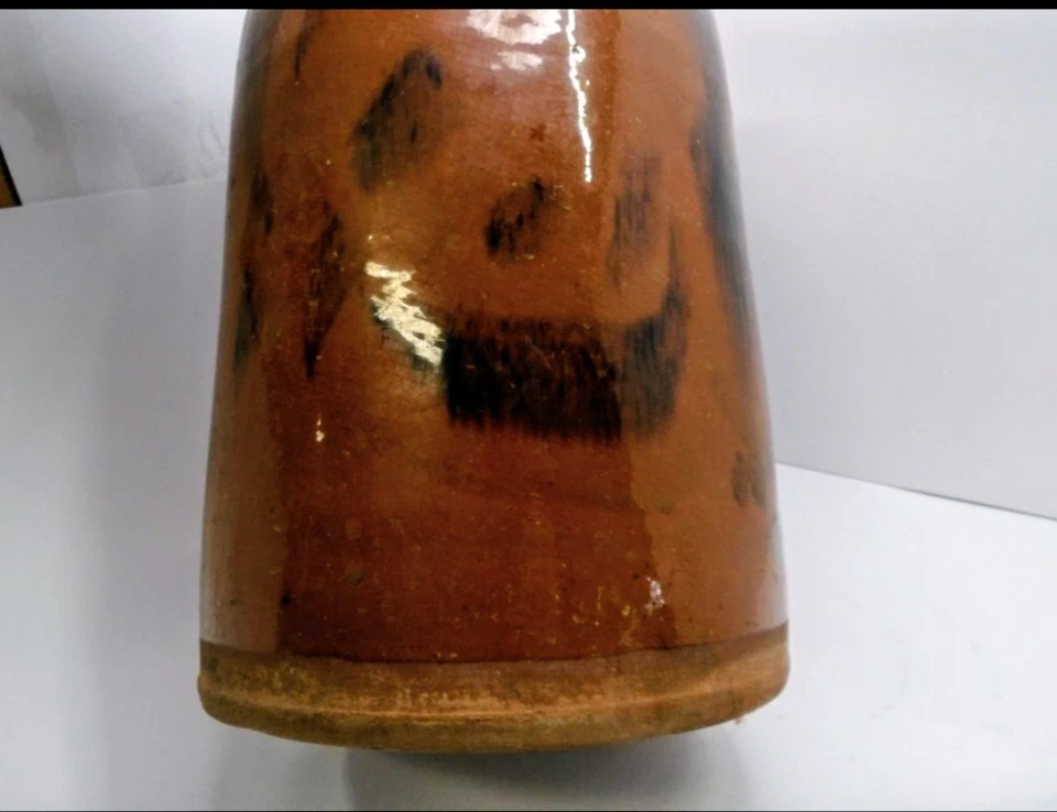 古董早期美国红器 Crock 带锰斑驳。 请参阅描述! — 第 3/4 张图片