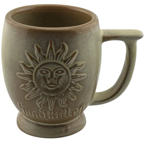 Rare Frankoma Coffee Mug For Sun Valley Idaho Desert Sand Tan Ceramic 4.25”