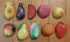 Vintage Fruit and Vegetable Refrigerator Magnets Set of 10 Plastic Pieces 