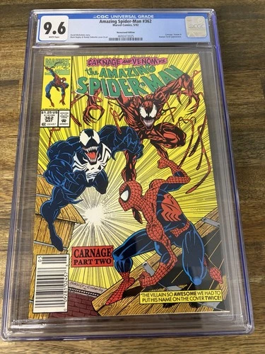 Amazing Spider-Man #362 CGC 9.6 Newsstand Carnage, Venom Marvel (1992)