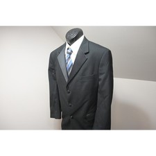 Jos A Bank Tuxedo Suit 42 R 36x30 Mens Black Satin Peak Lapel 3 Button Excellent