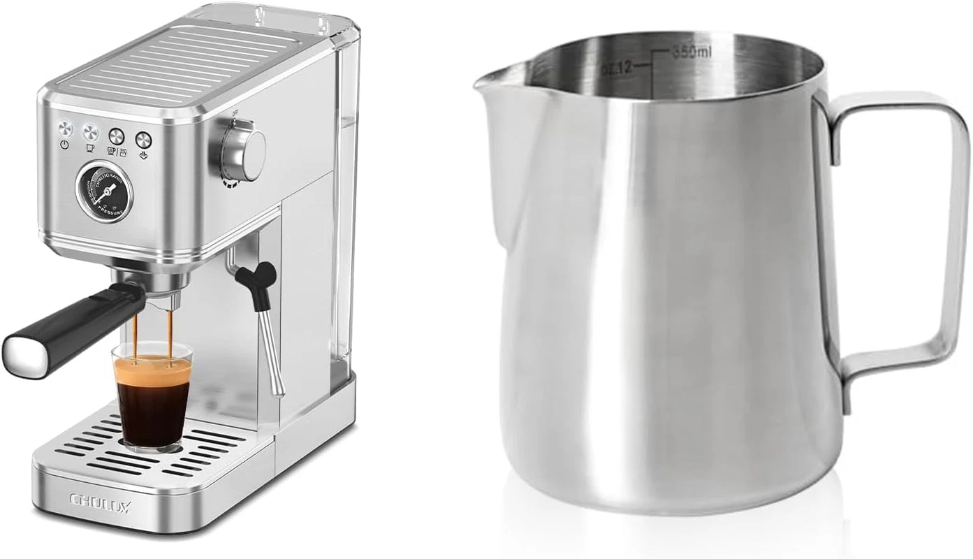 Elite Espresso Machine & 12Oz SUS304 Milk Frothing Pitcher Set