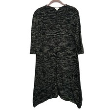 J Jill Silk Blend Sweater Dress Large Lagenlook Tunic Knit Asymmetrical Hem
