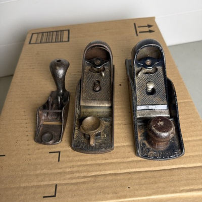 #ad 3 Old Tools Antique Stanley Hooded Cap Plane 2quot; X 6 1 4quot; Number 220 105 $45.00