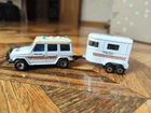 Vintage Retro Police car Mercedes-benz 280 GE trailer and horses, Matchbox 1984