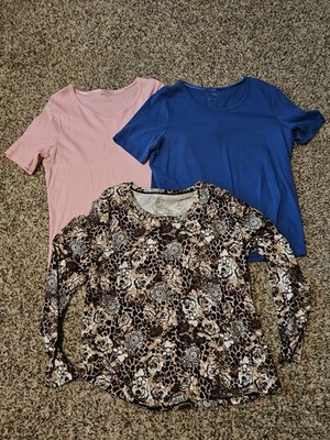 Lot Of 3 White Stag Women's Size XL 16-18 Short Sleeve Pullover Shirts EXCELLENT