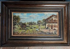 Ölgemälde Heuernte, Landleben, signiert S.Fugell