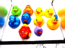 10 Assorted Rubber Duck Duckies 1" To 2" Various Colors  Styles