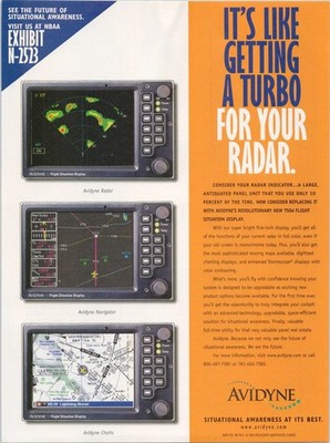 Avidyne Print Ad 1998 Flight Situation Display Radar Navigator Charts