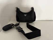 PRADA Black Re-Edition 2005 Small Zip Shoulde...