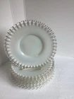 Seven Fenton Milk Glass Silver Crest Ruffled Edge Dessert Salad Plates 8 3/4 "