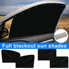 4PCS Magnetic Car Sun Shade Side Front & Rear Window Full Blackout Curtains .