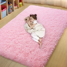 qulint Pink Area Rugs for Bedroom 4x6 Fluffy Soft Shag Rugs for Living Room S...