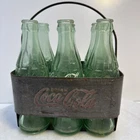 Vintage Coca-Cola Aluminum Metal Carrier 6-Pack Coke Bottle Holder With Bottles