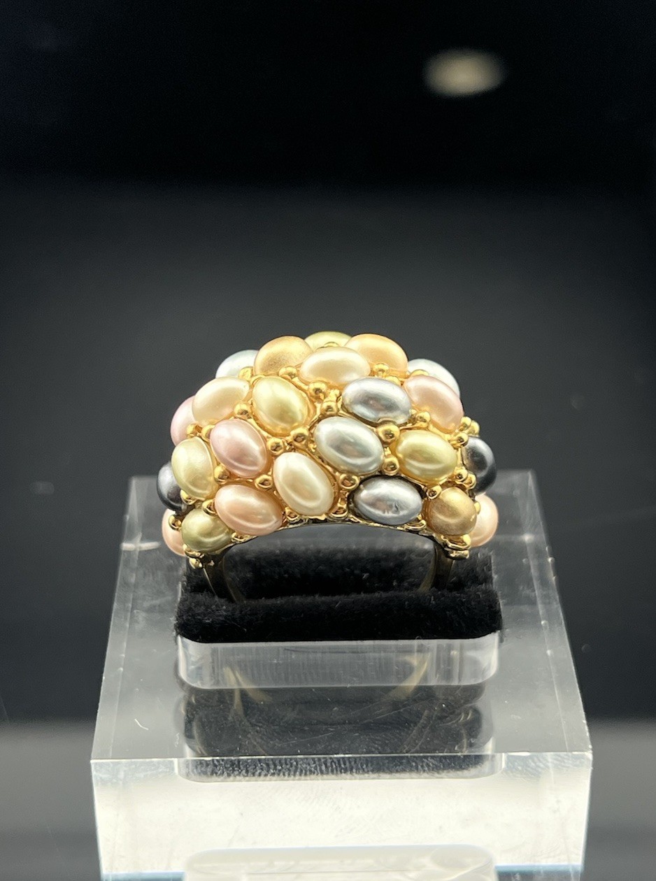 Kenneth Jay Lane KJL Dome Ring Pearl Cabochons VT… - image 2