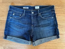 AG Adriano Goldschmied Hailey Ex-boyfriend Roll-Up denim jean shorts blue sz28