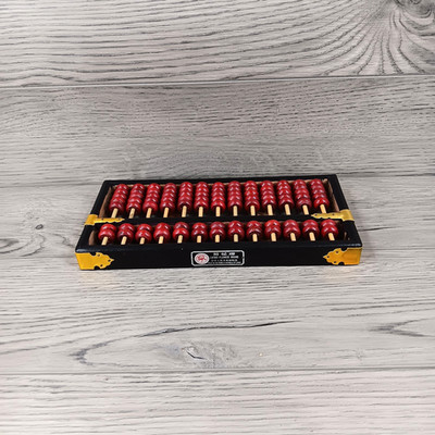 Vintage Chinese Abacus Wood & Brass Lotus Flower Brand Calculator 11 Row 77 Bead