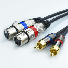 Dual XLR Female to Dual RCA Male Phono Cable Adapter, 15 Feet Balanced 3Pin XLRF