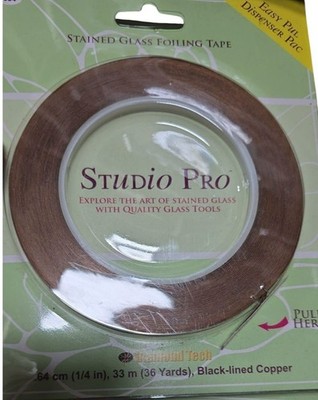 Studio Pro 1/4'' 33 m Black Lined Copper Foil Tape Easy Pull and Dispenser Pack