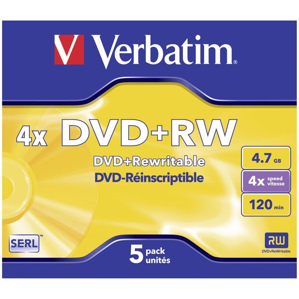 Verbatim `Verbatim DVD+RW 4,7 GB 5er JC` ACC NUOVO