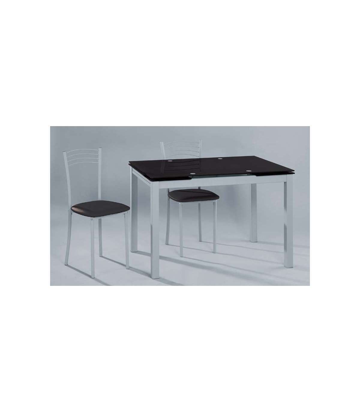 HB-HOME, Mesa para cocina, comedor extensible Md-Baby acabado cristal negro, 110
