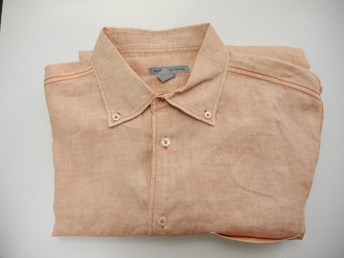 Martin Gordon Men's Linen Long Sleeve Shirt - Salmon Sz Medium - W122a - Picture 8 of 8