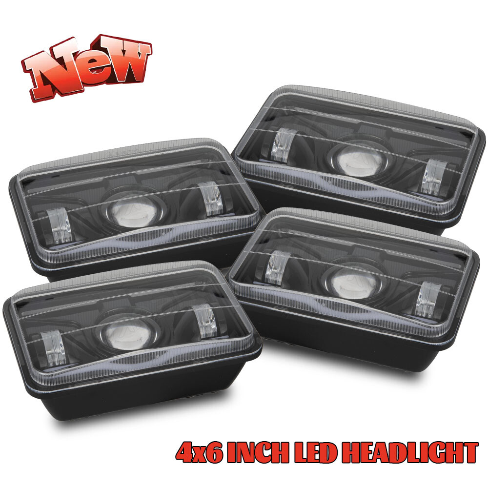 4PCS 4x6 Chrome LED Headlights Hi/Lo Beam for 1980-1986 Chevy C10 C20 Pickup Truck