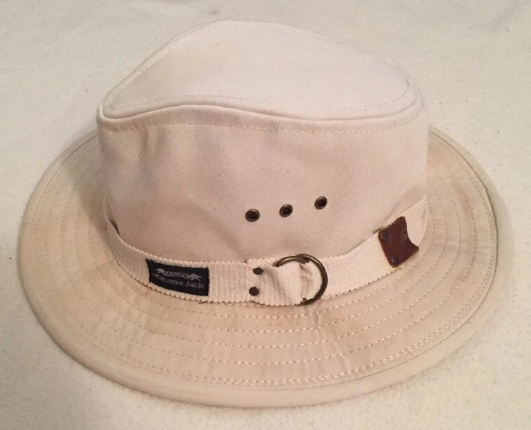 复古二手 Key Largo Beach Bum 通风奶油帽巴拿马杰克原装布,中号