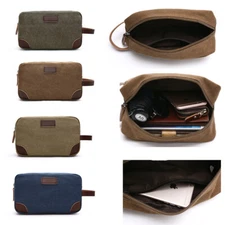 Toiletry Bag Mens Canvas Travel Kit Bag Shaving Bag Water-resistant Bathroom Bag
