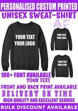 Custom Printed Personalised Sweatshirt Jumper custom your text, logo PE uniform