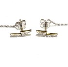 925 Sterling Silver .05ct round diamond lighting bolt dangle earrings 1.9g  — photo 3