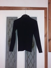 Girls Black Polo Roll Turtle Neck Jumper Pullover Rib Knit  10-11 Years