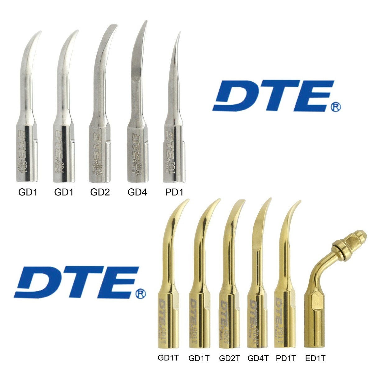 Embouts Scaler Ultrasonique Woodpecker DTE GD1 à GD8 - Pour Détartrage Dentaire Et Endodontie, Neufs