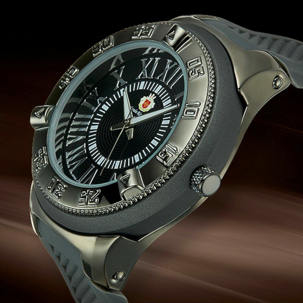 NEW Louis Richard 9847-SS Men's Bullock Watch Stainless Steel Case Black  Dial