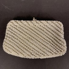 Vintage Beaded Pearl Clutch Purse with Snap Made in Japan 7 X 4  Clean