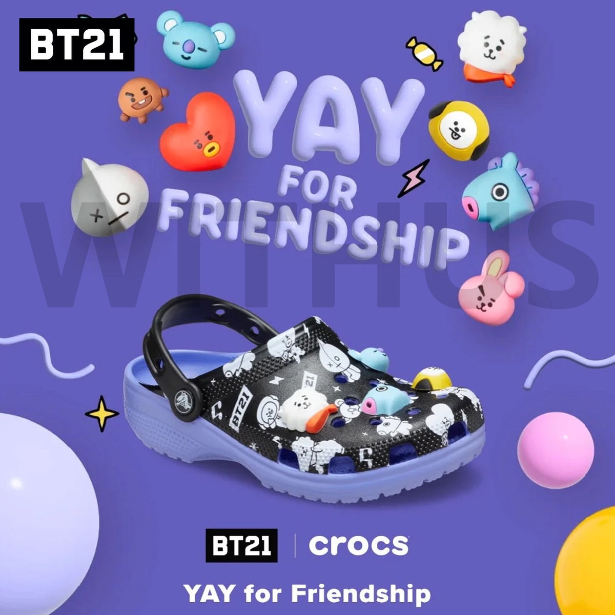 ◆CROCS◆ Public Classic Line Friends BT21 Clog BKM 22SUCL20 BT21 CROCS Classic Clog Line Friends BT21 8 Jibbitz Charms