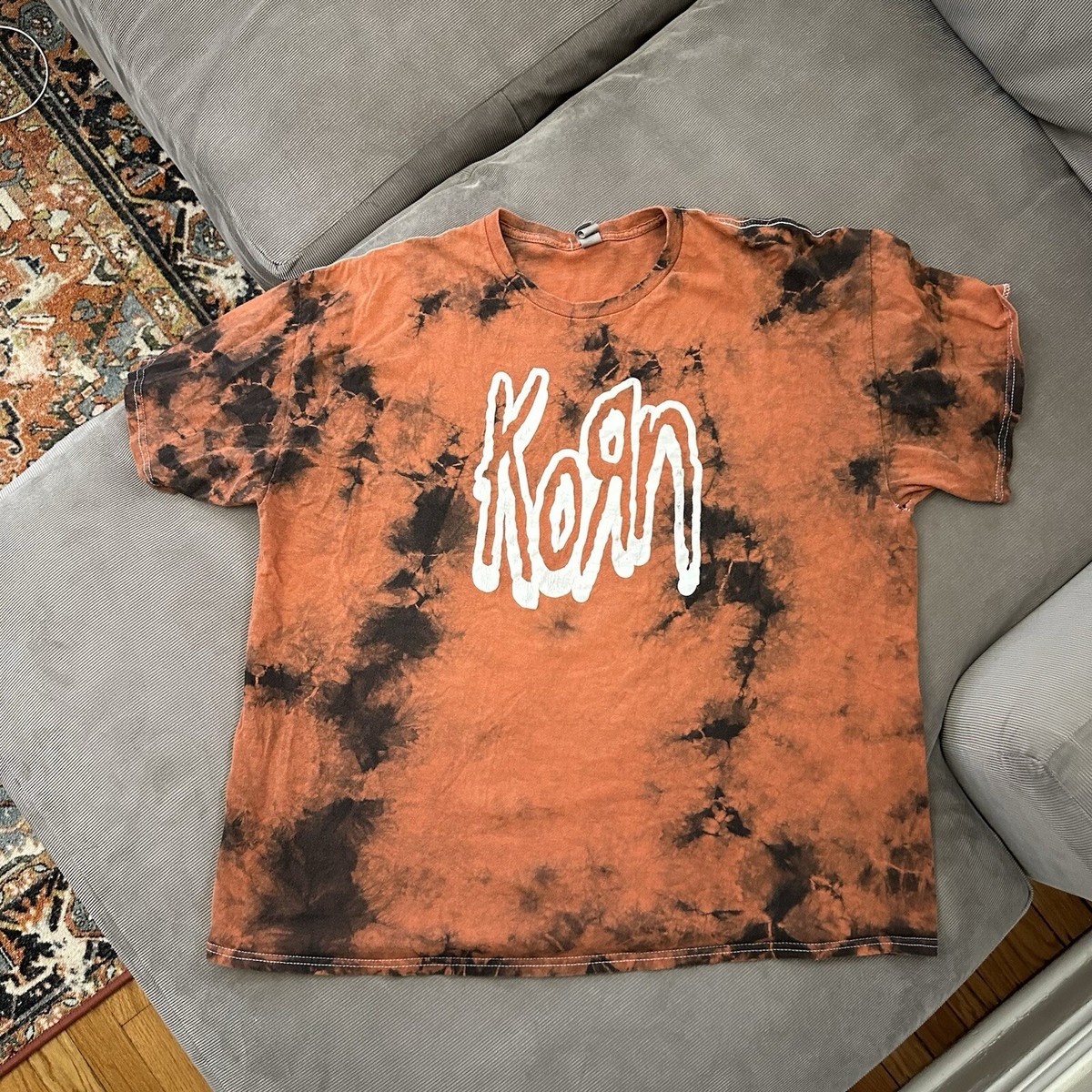 Korn Logo Red Black Tie Dye Medium T Shirt Official Rock Band Tee