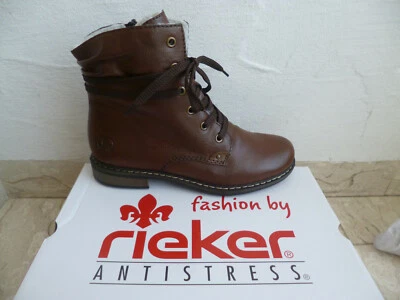Rieker Damen Stiefel Stiefelette Stiefeletten Schnürstiefel Boots braun 71229