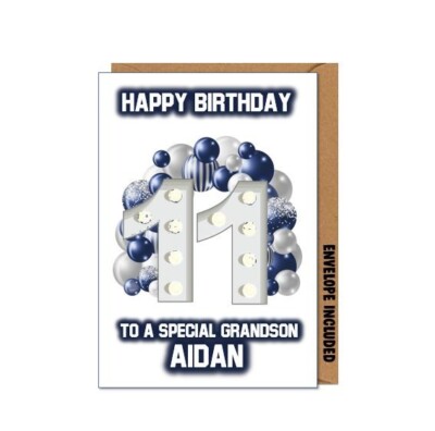 Personalised 11th Birthday Card Son Grandson Nephew Brother Cousin ...
