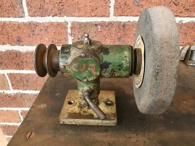 Vintage Belt Driven Bench Grinder Old Tools Shed Garage Workshop