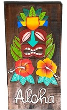 20 ALOHA WARRIOR TIKI BAR HAND CARVED SIGN WALL ART TIKI DECOR TROPICAL HANGING