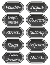 Vintage Image Retro Chalkboard Look Laundry Household Waterslide Decals LAB903