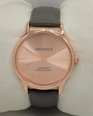 Ladies Monroe by Maestro Rose Gold Tone Case Gray Leather  display picture 1