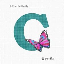 Letter C Butterfly Needlepoint Kit or Canvas