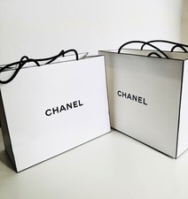 CHANEL 2xClassic Shopping Gift Bag Embossed logo 9.75" x 11.5" x 5 Set of 2