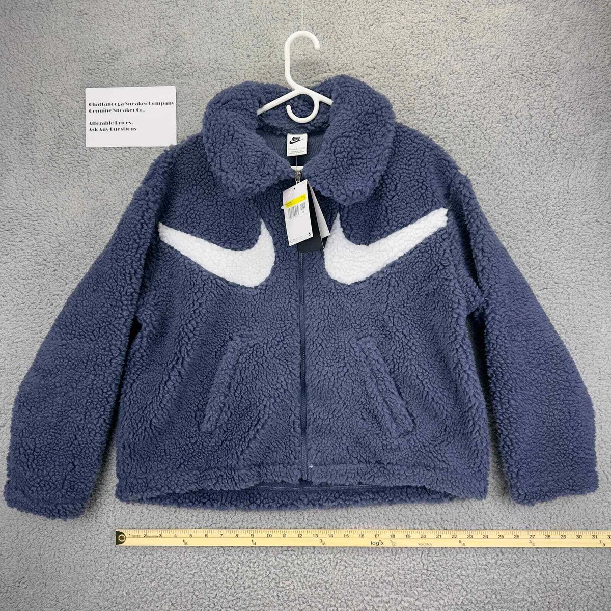 Nike Sherpa Jacket Womens Small Blue White NSW Sportswear Icon