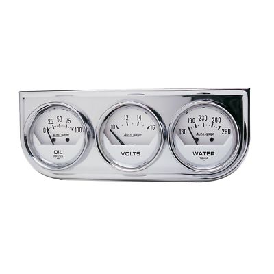 AutoMeter 3-Gauge Chrome Console 2 1/16'' Oil Pressure /Water Temp /Volt - 2325