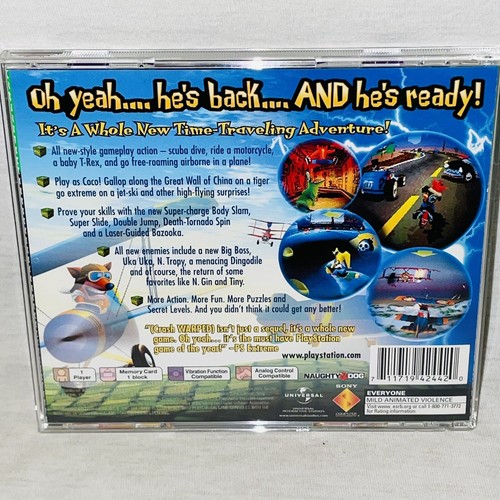 CRASH BANDICOOT WARPED Sony Playstation 1 PS1 Tested Complete Green Label 1998 - Picture 2 of 4