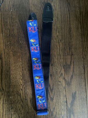 NCAA Kansas Jayhawks Guitar Strap Blue Black